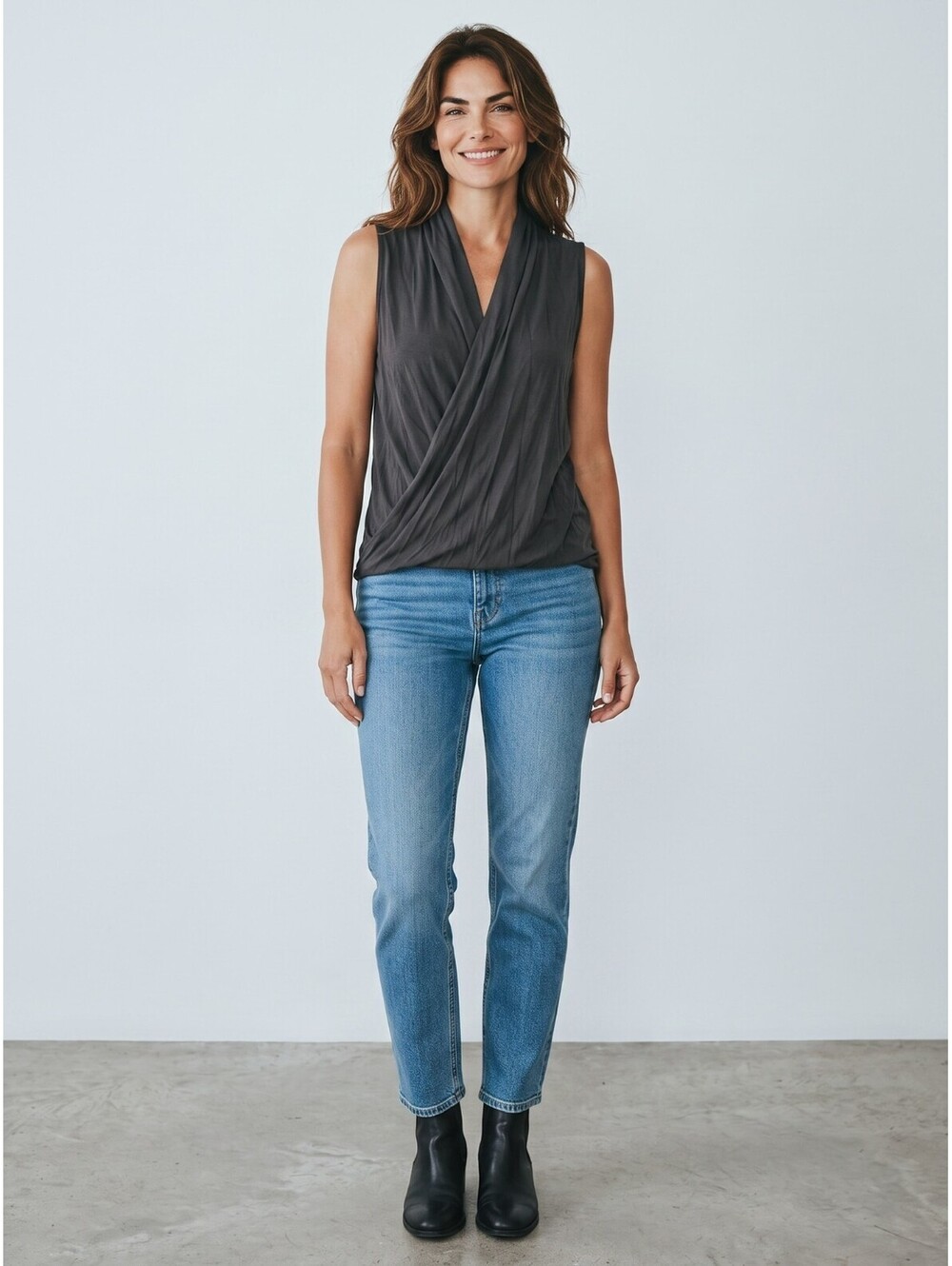 Revolve NWT Lanston Slinky Sleeveless Wrap Blouse-Size Small-Black